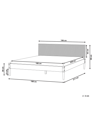 Beliani Doppelbett AMBAZAC in Braun - (W) 188 x (H) 90 x (L) 211 cm