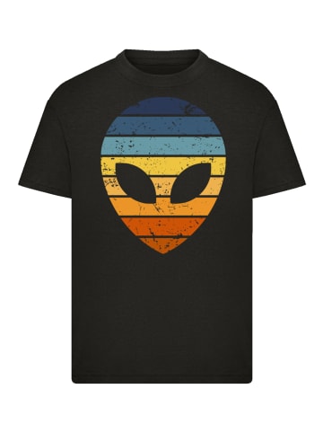 F4NT4STIC T-Shirt Alien Sonnenuntergang Retro in schwarz