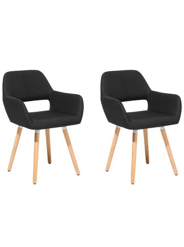 Beliani 2er-Set Esszimmerstuhl CHICAGO in Schwarz/Braun