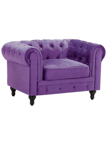 Beliani Sessel CHESTERFIELD in Violett/Dunkler Holzfarbton