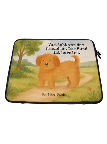 Mr. & Mrs. Panda Laptop Tasche Hund Flauschig Design mit Spruch in Weiß