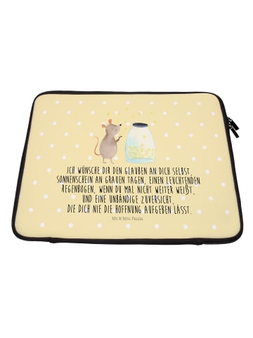 Mr. & Mrs. Panda Notebook Tasche Maus Sterne mit Spruch in Gelb Pastell