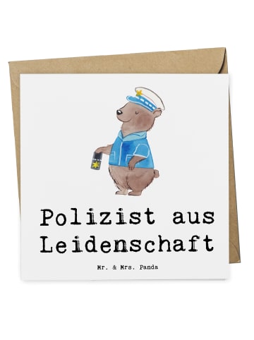Mr. & Mrs. Panda Einladungskarte Polizist Leidenschaft mit Spruch in Weiß