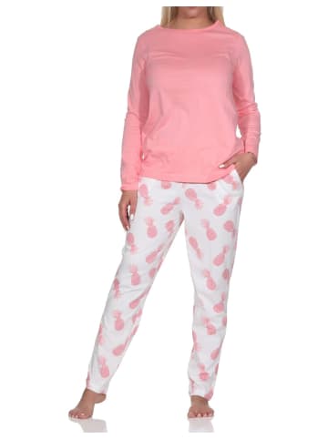 NORMANN Langarm Pyjama Schlafanzug Homewear Ananas - 78598 in rosa