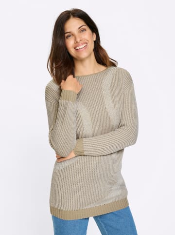 Sieh an! Longpullover in sand-silberfarben-gemustert