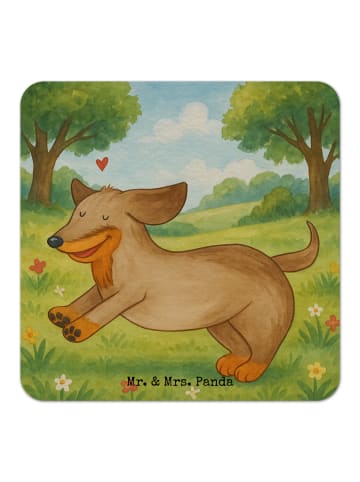 Mr. & Mrs. Panda Becheruntersetzer Hund Dackel Design ohne Spruch in Weiß