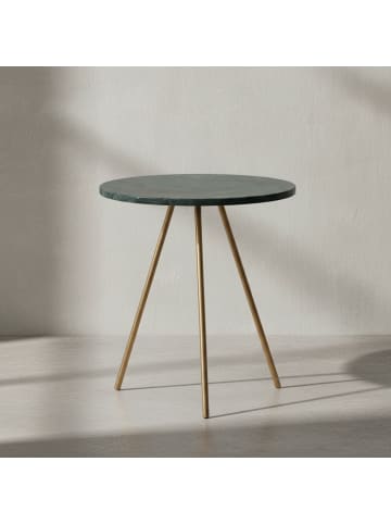 KADIMA DESIGN Beistelltisch Echter Marmor 38x38x44cm Anstelltisch Metall Gold,