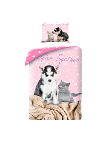 COFI 1453 Bettwäsche Set aus Baumwolle Bettdeckenbezug 140 × 200 cm mit 70 in Pink