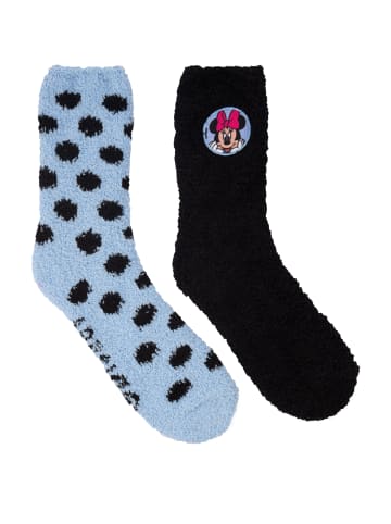 Disney 2er Pack Disney Minnie Mouse Kuschelsocken warme Socken in blau/schwarz