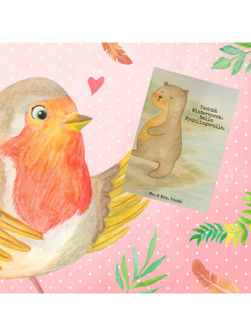 Mr. & Mrs. Panda Klappkarte Otter Bauch Design mit Spruch in Weiß