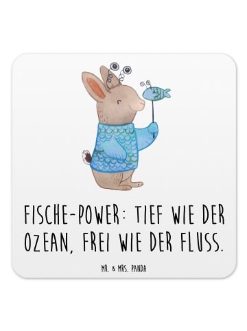 Mr. & Mrs. Panda Tischuntersetzer Fische Astrologie mit Spruch in Weiß