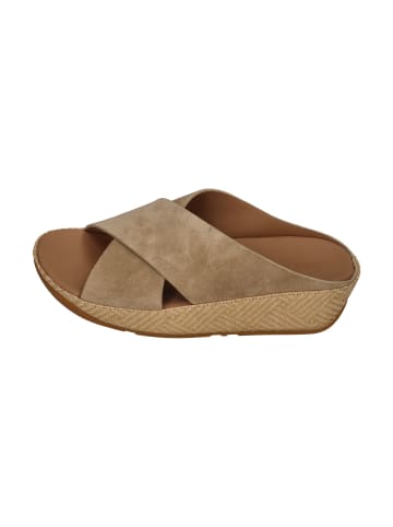 fitflop Pantoletten LULU LUX GRAPHIC-WEAVE SUEDE CROSS SLIDES in braun