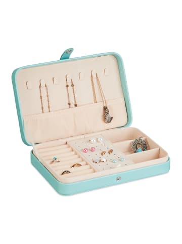 relaxdays Schmuckkästchen in Türkis - (B)21 x (H)4,5 x (T)14,5 cm
