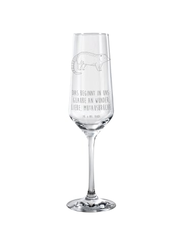 Mr. & Mrs. Panda Sektglas Nasenbär mit Spruch in Transparent