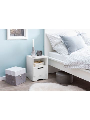 KADIMA DESIGN Nachttisch Modern | Schublade, Ablage, Melaminbeschichtet in Weiß