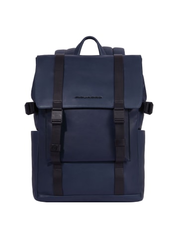 Piquadro David Rucksack RFID Schutz Leder 43 cm Laptopfach in blue