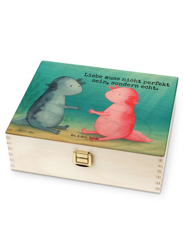 Mr. & Mrs. Panda Teebox Holz Axolotl Liebe Design mit Spruch in Weiß