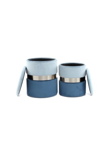 Kayoom Hocker Zora 2erSet in hellblau - silber - blau