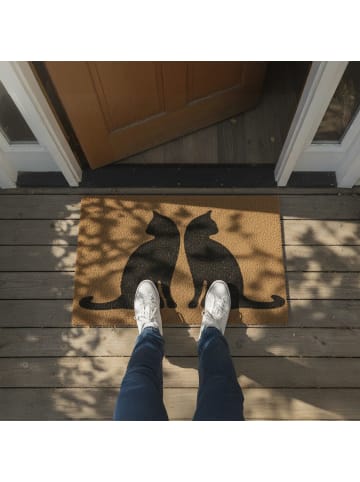 relaxdays Fußmatte "2 Katzen" in Natur/ Schwarz - 80 x 50 cm