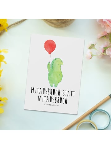 Mr. & Mrs. Panda Grußkarte Schildkröte Luftballon mit Spruch in Weiß
