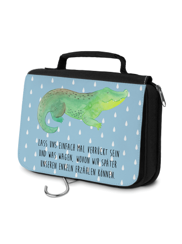 Mr. & Mrs. Panda Kosmetiktasche Krokodil mit Spruch in Blau Pastell