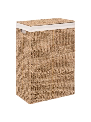 5five Simply Smart Wäschesammler aus Seegras, 45 L in Beige, (B) 22 x (H) 55 x (L) 38 cm