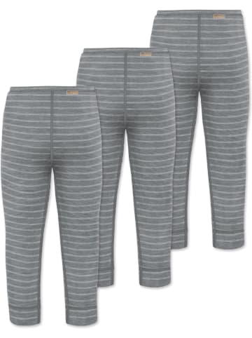 Normani Outdoor Sports 3er Pack Baby Merino Lange Unterhose Tutira in Grau gestreift