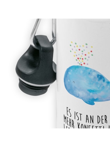 Mr. & Mrs. Panda Trinkflasche Wal Konfetti mit Spruch in Weiß