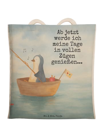 Mr. & Mrs. Panda Stofftasche Pinguin Angelboot Design mit Spruch in Weiß