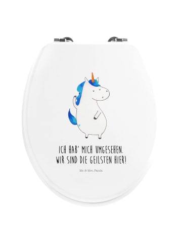 Mr. & Mrs. Panda Toilettendeckel Einhorn Mann mit Spruch in Weiß