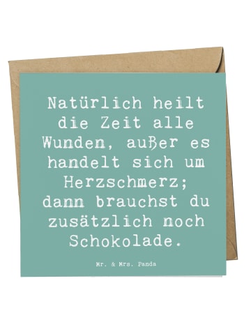 Mr. & Mrs. Panda Grußkarte Spruch Herzschmerz Schokolade mit Spruch in Meeresbrise