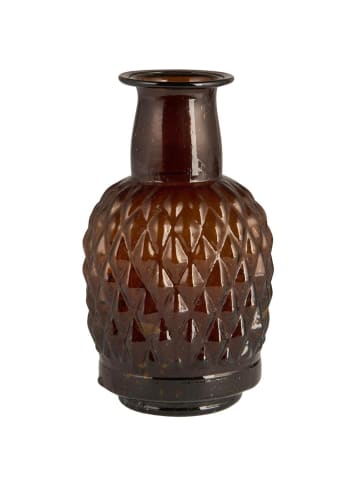 IB Laursen Vase mit langem Hals Karomuster mundgeblasen in braun