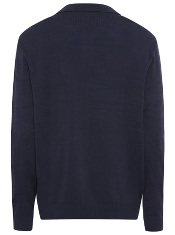 Man's World Polokragenpullover in dunkelblau meliert
