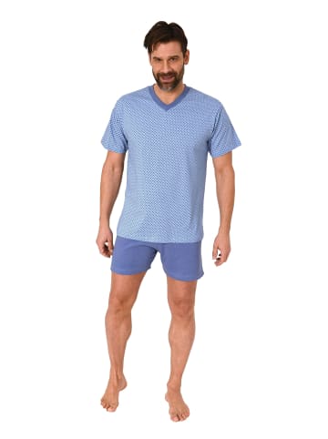 NORMANN Kurzarm Schlafanzug Shorty Pyjama print - 86275 in hellblau