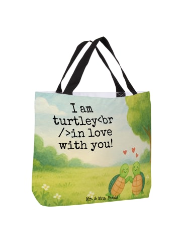 Mr. & Mrs. Panda Shopper Tasche Schildkröten Paar Design mit Spruch in Weiß