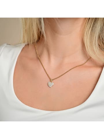 Adeliás Damen Anhänger – Herz Herzanhänger aus 925 Silber mit Zirkonia in silber
