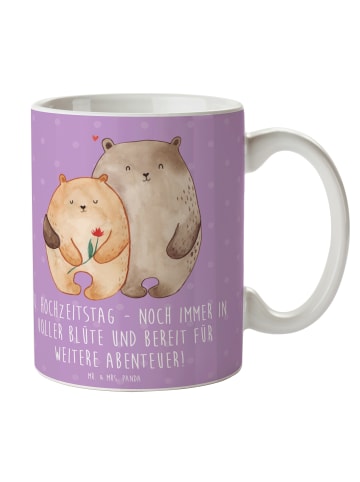 Mr. & Mrs. Panda Tasse 10. Hochzeitstag Rosenhochzeit mit Spruch in Lavendeltraum