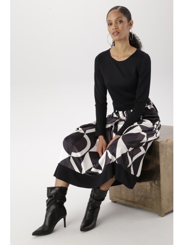 Midikleid in schwarz-camel-schoko-beige