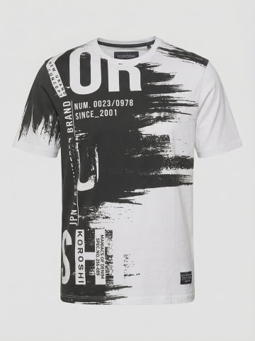 KOROSHI Crew cotton all over t-shirt in weiß