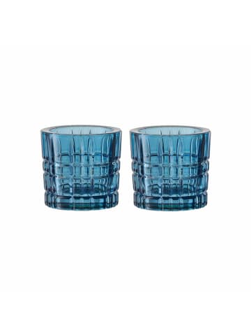 Nachtmann 2er Set Teelichthalter Square Votives ø 7,1 x 6,6 cm in Vintage Blue