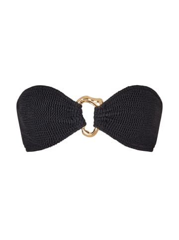 Moda Minx Bikinioberteil SCRUNCH Irregular Hoop Fixed Bandeau Top in Black