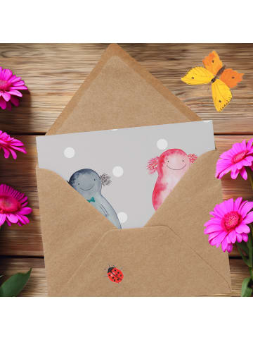 Mr. & Mrs. Panda Deluxe Karte Axolotl Freundin ohne Spruch in Grau Pastell