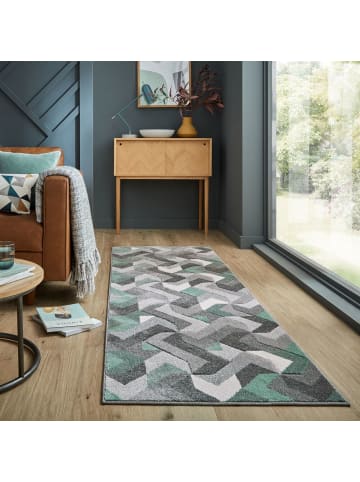 KADIMA DESIGN Langlebiger und pflegeleichter Designer-Teppich in Grün-Grau