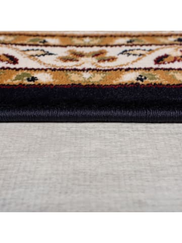 KADIMA DESIGN Orientteppich Bordüre floral klassischer Wohnzimmer-Teppich in Dunkelblau