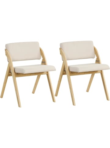 COSTWAY 2er Set Esszimmerstühle in Beige