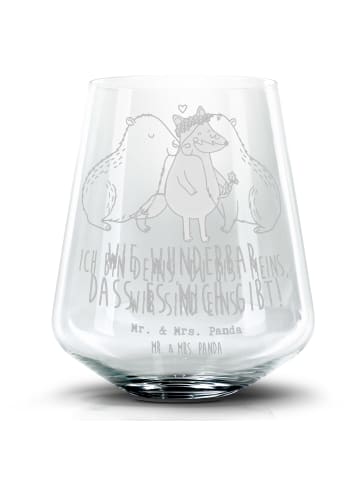 Mr. & Mrs. Panda Blümchentail Glas Capybara Liebe mit Spruch in Transparent