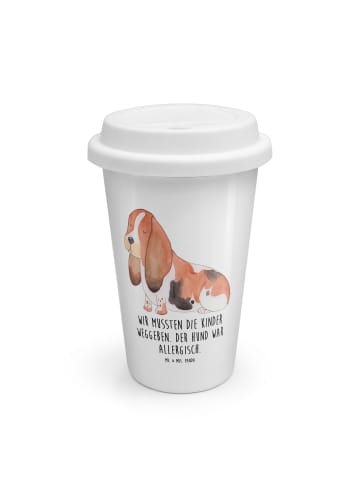 Mr. & Mrs. Panda Thermobecher Hund Basset Hound mit Spruch in Weiß