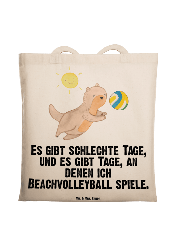 Mr. & Mrs. Panda Tragetasche Otter Beachvolleyball mit Spruch in Creme