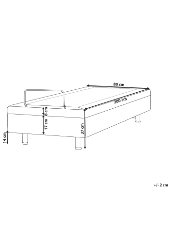Beliani Einzelbett DUKE in Grau/Schwarz - (W) 80 x (H) 37 x (L) 200 cm
