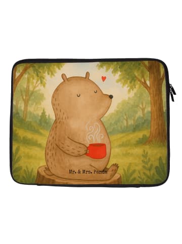 Mr. & Mrs. Panda Laptophülle Bär Kaffee Design ohne Spruch in Weiß